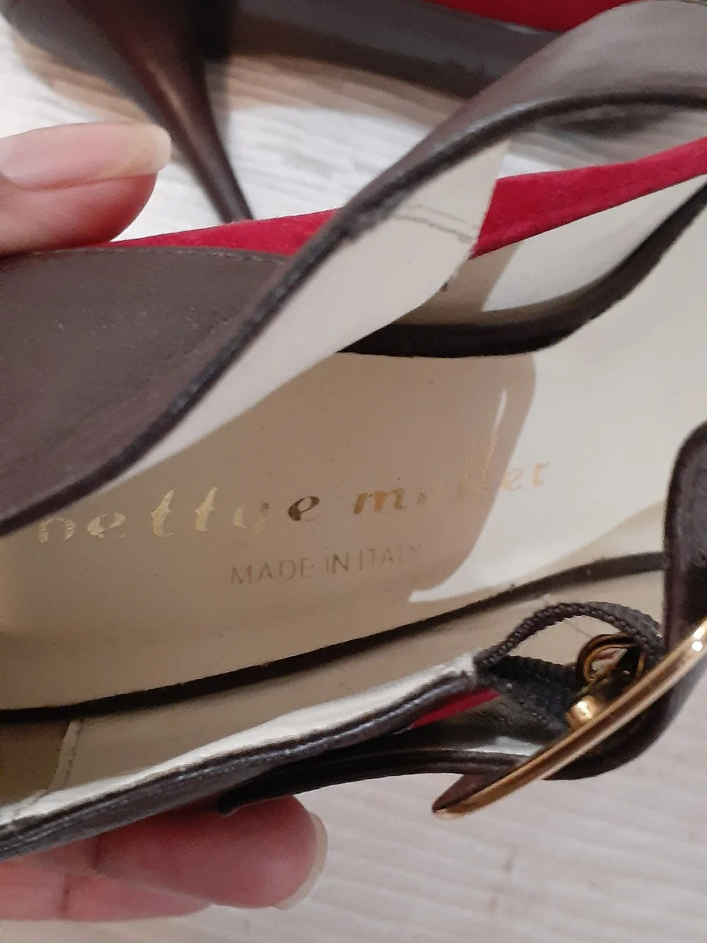 bettye muller Red Pointed-Toe Heels with Ankle Strap Size 37.5 Made In ITALY
